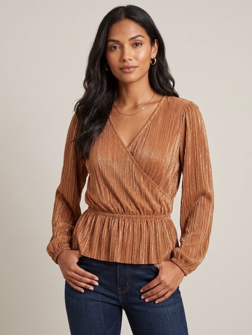 Banana Republic Plissé Wrap-Effect Top - SZ L - NWOT